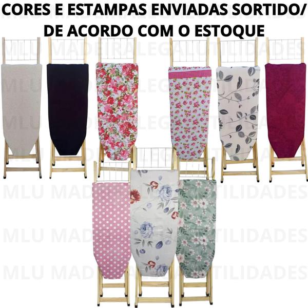 Imagem de Tábua de Passar Roupa 100% de Madeira Compacto Dobrável Com 2 Níveis e Suporte de Ferro Resistente