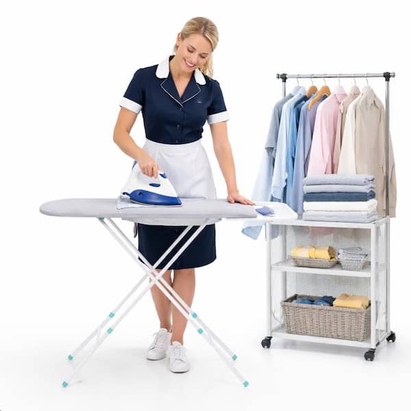 Tábua De Passar Roupa Extra Forte Premium Com Suporte Para Ferro Tecido Térmico Reforçada - Pozzobon Store
