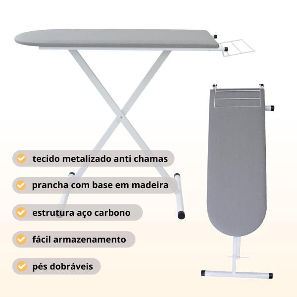 Imagem de Tábua de Passar Roupa Mesa Passadeira Dobrável C/ 3 Regulagens