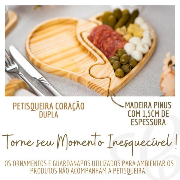 Imagem de Tábua de Petiscos Coração Mesa Posta Fondue Aperitivos Luxo