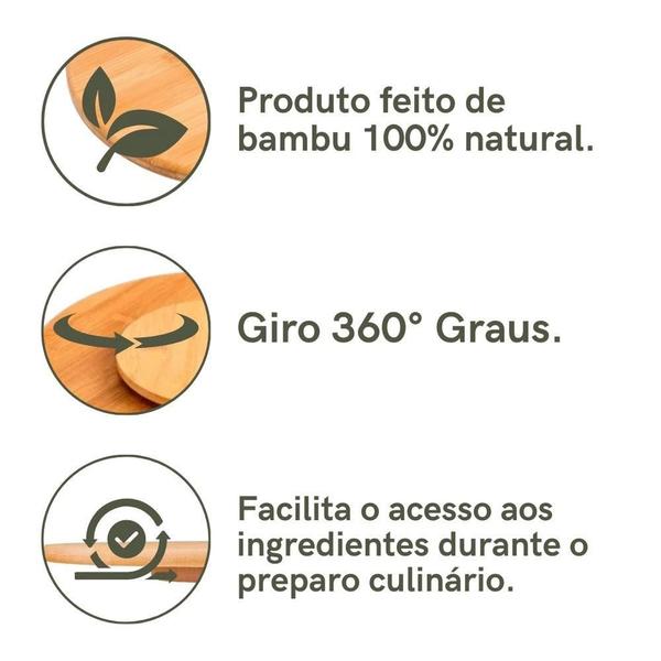 Imagem de Tábua Giratória Axis Petisqueira Base Rotativa Bambu Queijos