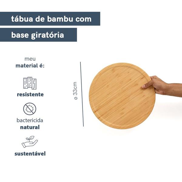 Imagem de Tábua Giratória Circular Multiuso Em Bambu 33cm