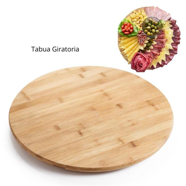 Imagem de Tabua giratoria de bambu para mesa frios frutas  pâes 39,5cm