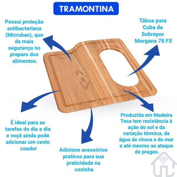 Imagem de Tábua P/Cuba Tramontina 78 FX + Cesto Coador + Cesto Aramado