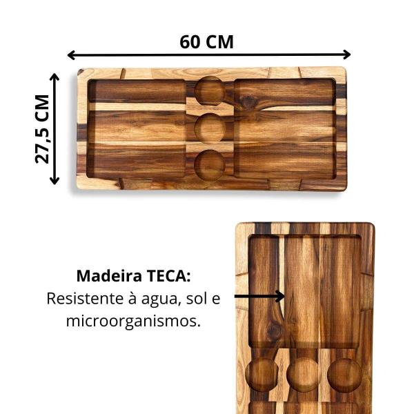 Imagem de Tábua Para Churrasco E Porção Mista 60x28 Com 2 Chapas e Ramekins