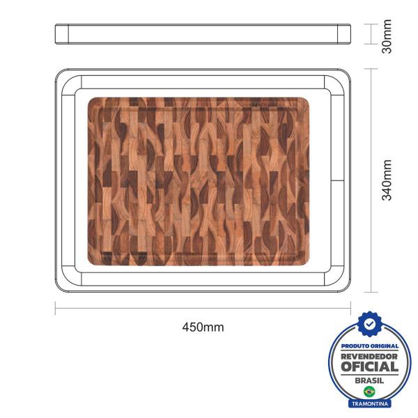 Imagem de Tábua para Churrasco Tramontina Retangular em Madeira Invertida Teca com Acabamento em Óleo Mineral