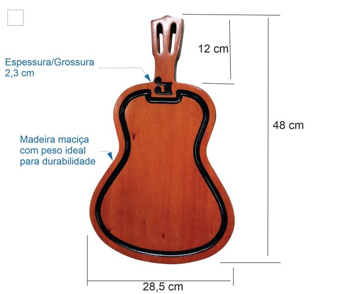 Imagem de Tabua Para Cortar Carnes Churrasco Frios Legumes Personalizada Em Formato de Violão