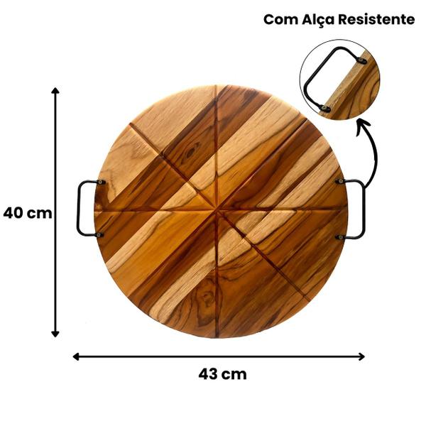 Imagem de Tábua Para Pizza De Madeira 43 Cm Para Servir Com Alça