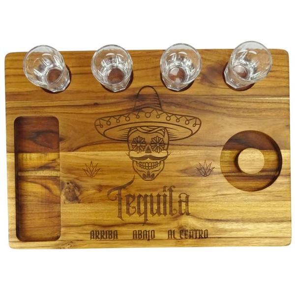 Imagem de Tabua Tequila 4 Copos Shot Dose Cachaça Whisky Vodka Drink