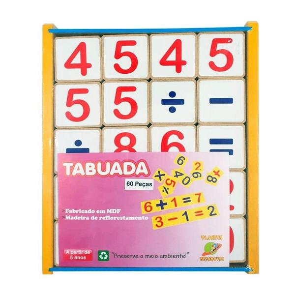 Tabuada 60 Peças Brinquedo Educativo E Pedagógico Em Mdf - Tralalá Imagem de Tabuada 60 Peças Brinquedo Educativo E Pedagógico Em Mdf