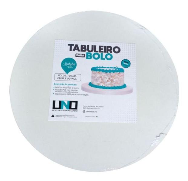 Imagem de Tabuleiro 9mm Em Mdf Branco Melamina 5 De 40 Cm Confeitaria