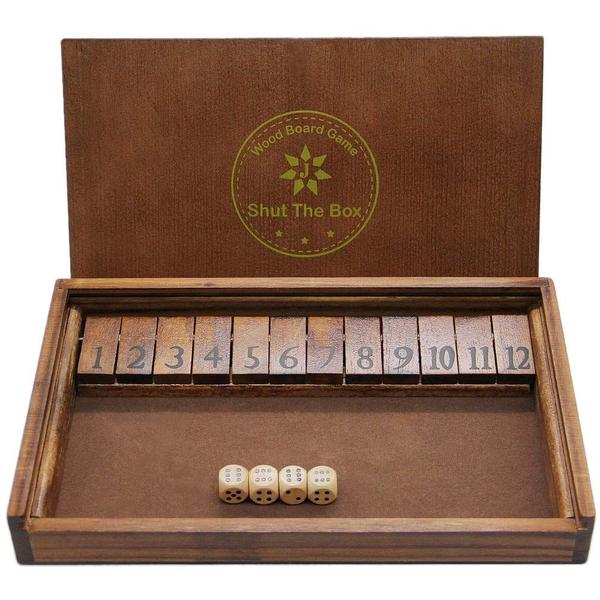 Imagem de Tabuleiro de madeira Shut The Box Game Juegoal com 12 números para crianças