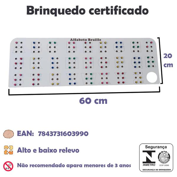 Imagem de Tabuleiro tátil alfabeto em braille madeira grande inclusão