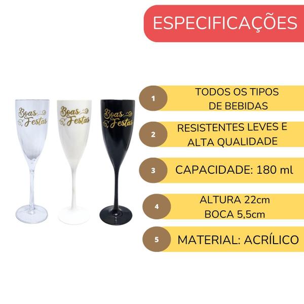 Imagem de Taça Acrílica Champanhe Vinho 180Ml Especial Boas Festas