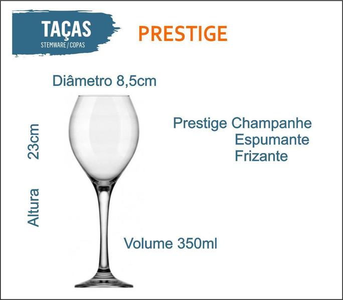 Imagem de Taça Champanhe Espumante Vidro Prestige 350Ml Par De Taças