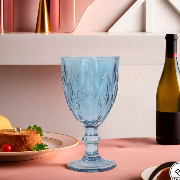 Imagem de Taça Copo de Vidro Transparente Diamante 340ml Agua Suco Drink - Bestkasa