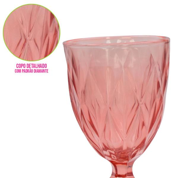 Imagem de Taça Copo de Vidro Transparente Diamante 340ml Agua Suco Drink - Bestkasa