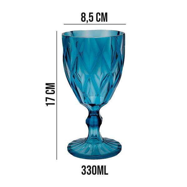 Imagem de Taça de Acrílico Azul Diamond Diamante Festa Piscina Plástico 330ml Lyor