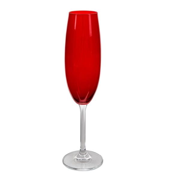 Taca De Champagne Gastro Cristal 220Ml Vermelha - Bohemia Imagem de Taca De Champagne Gastro Cristal 220Ml Vermelha - Bohemia