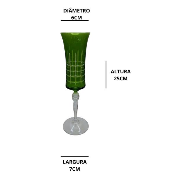 Imagem de Taça de Champanhe Grace Lapidada em Cristal Bohemia 190ml Verde - Sofisticação e Elegância para Celebrações Especiais.