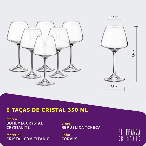 Imagem de Taça De Cristal Bohemia 350Ml Corvus 6 Peças