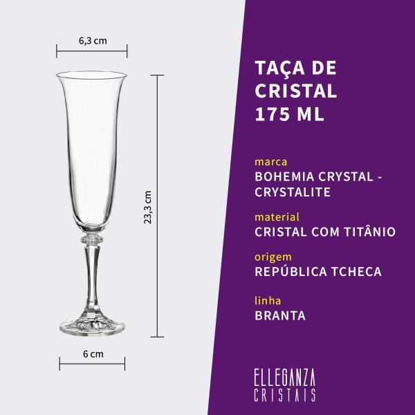 Imagem de Taça De Cristal Bohemia Para Champanhe 175 Ml Branta 2 Peças