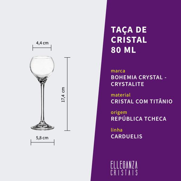 Imagem de Taça de Cristal Bohemia Para Licor 80 ml Carduelis 6 Peças