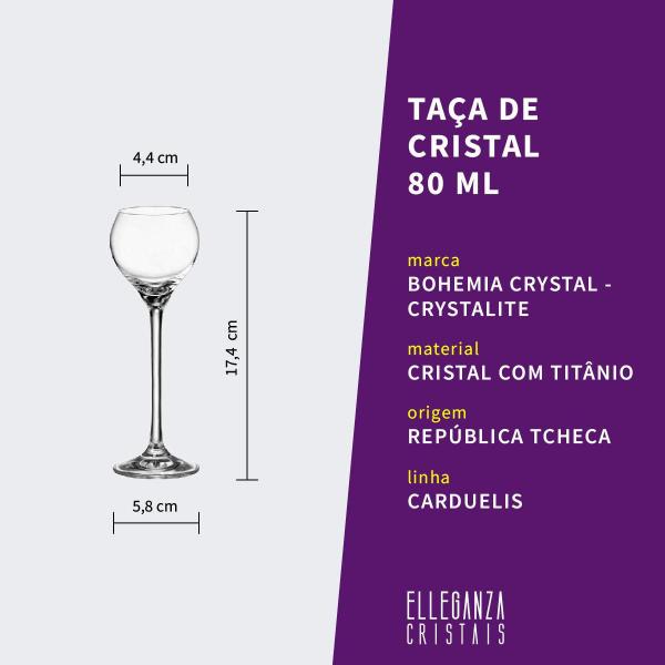 Imagem de Taça De Cristal Bohemia Para Licor 80 Ml Carduelis 6 Peças