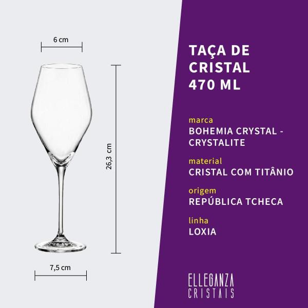 Imagem de Taça De Cristal Bohemia Para Vinho 470 Ml Loxia 2 Peças