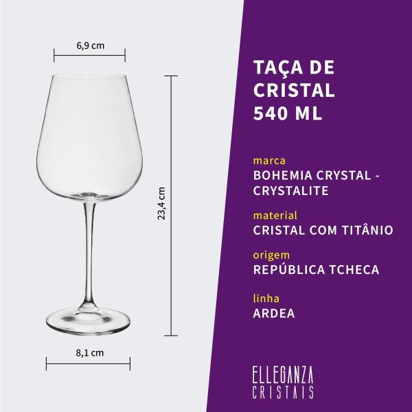 Imagem de Taça De Cristal Bohemia Para Vinho 540 Ml Ardea 6 Peças