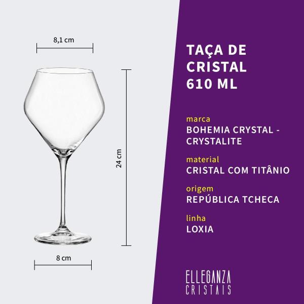 Imagem de Taça De Cristal Bohemia Para Vinho 610 Ml Loxia 1 Peça