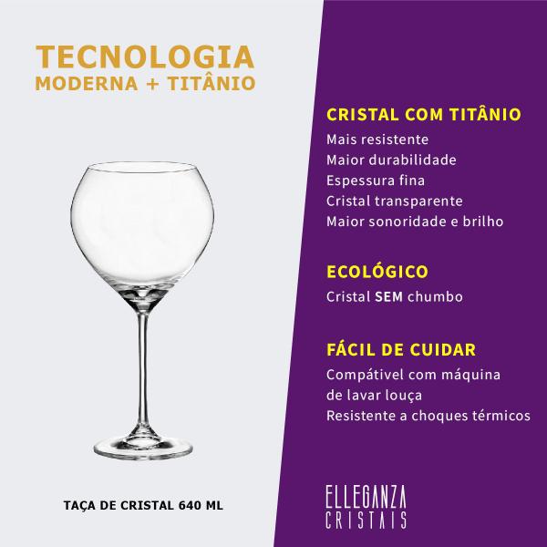 Imagem de Taça de Cristal Bohemia Para Vinho 640 ml Carduelis 2 Peças