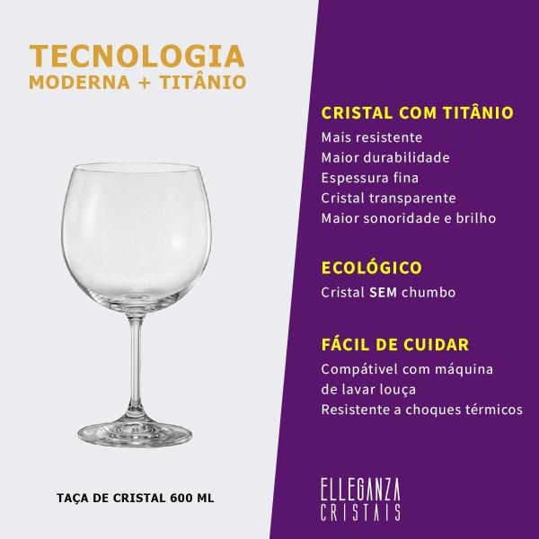 Imagem de Taça De Cristal Bohemia Vinho Ou Gin 600 Ml Anna 2 Peças