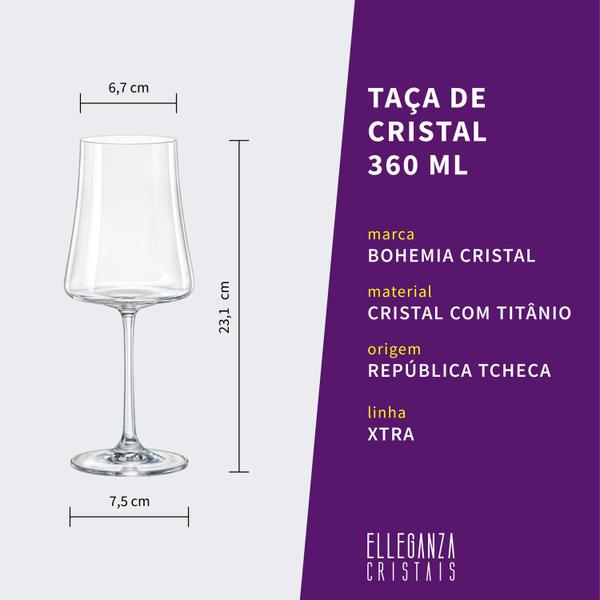 Imagem de Taça de Cristal Para Vinho Branco 360 ml Linha Xtra Bohemia