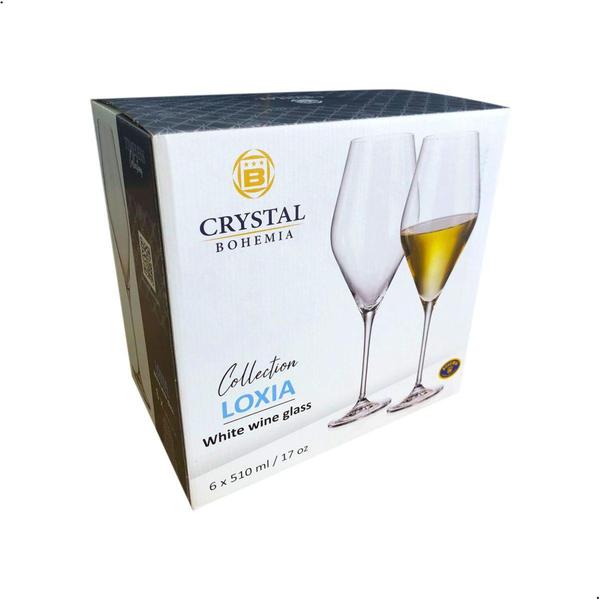 Imagem de Taça de Cristal para Vinho Branco Bohemia 510 ml Loxia 6 Pçs - Bohemia Crystal