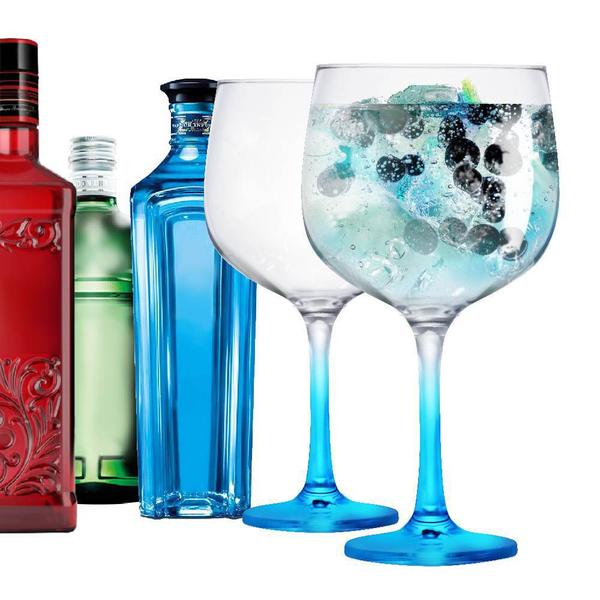 Imagem de Taça de Gin Degrade de Vidro 650ml Azul 2 Pcs