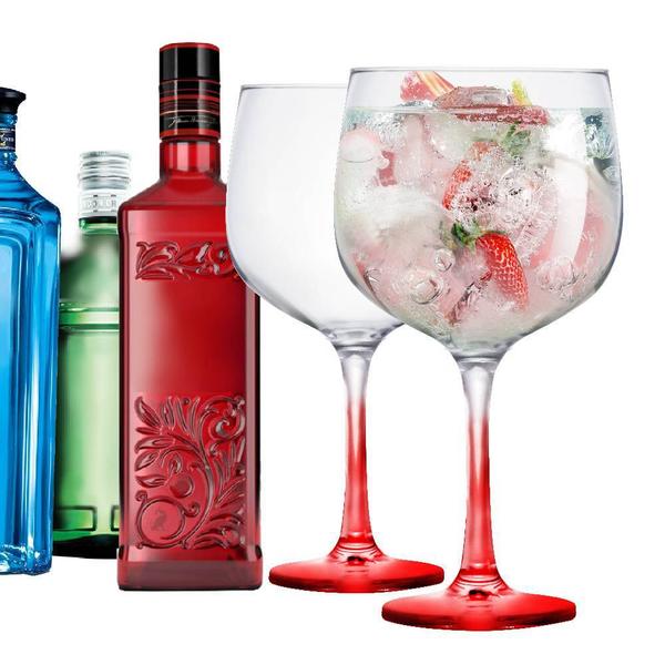 Imagem de Taça de Gin Degrade de Vidro 650ml Vermelho 2 Pcs