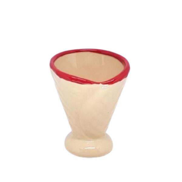 Taça de Sorvete Casquinha Decorada em Cerâmica. - Lumes Decoraçoes Imagem de Taça de Sorvete Casquinha Decorada em Cerâmica.