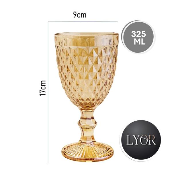 Taça de Vidro Bico Abacaxi Cor Âmbar Metalizado para Água Vinho Lyor 325ml Imagem de Taça de Vidro Bico Abacaxi Cor Âmbar Metalizado para Água Vinho Lyor 325ml