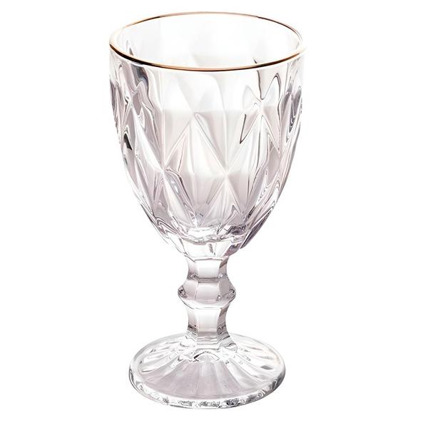 Imagem de Taça de Vidro com Borda Dourada Diamond Cor Transparente Água 300ml Class Home