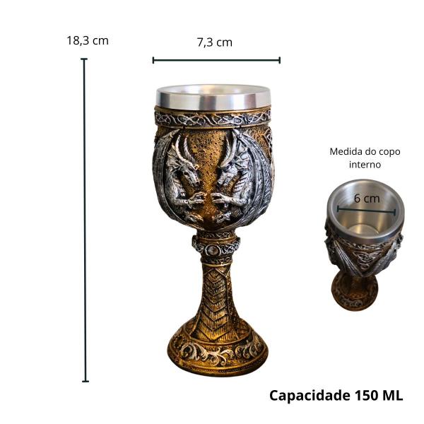 Imagem de Taça de Vinho Dragão Casal Medieval Cálice Bar Rock Decoração