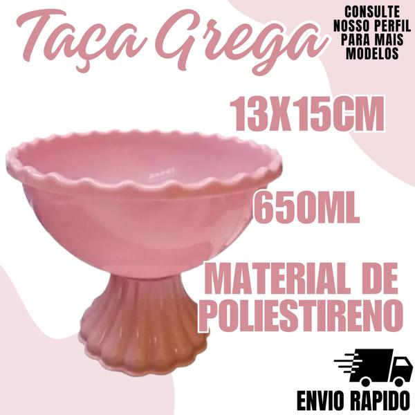 Imagem de Taça Grega 650ML Rose Candy Enfeite Docinhos Festa Mesa