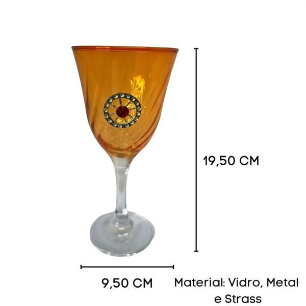 Imagem de Taça Laranja Roda Cigana Lirio Super Luxo 330 Ml -Vidro