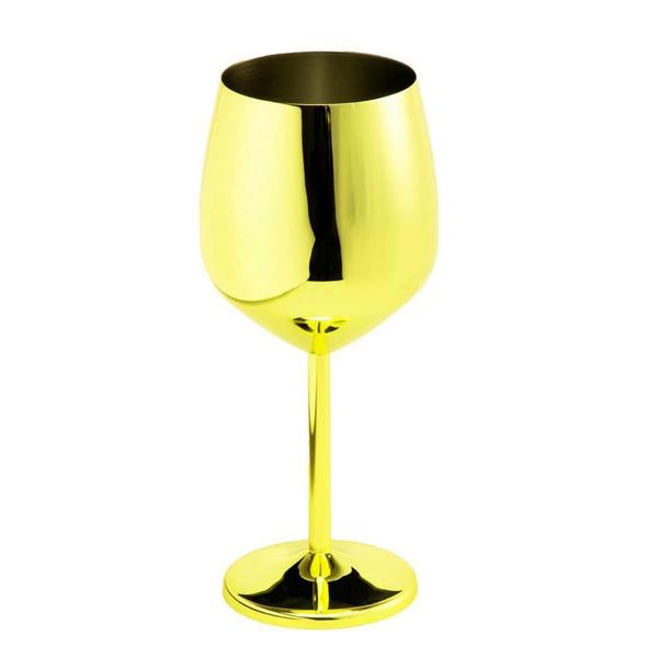 Imagem de Taça Metalizada Vinho Drink Gyn Festa Buffet Dourada 500Ml