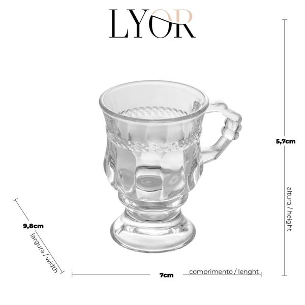 Imagem de Taça Para Cappuccino Café Com alça E Pé De Cristal Diamante 142ml - LYOR