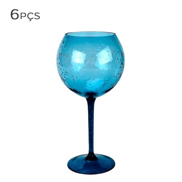 Imagem de Taça para Vinho de Acrílico Bubble Azul 590ML 6PÇS