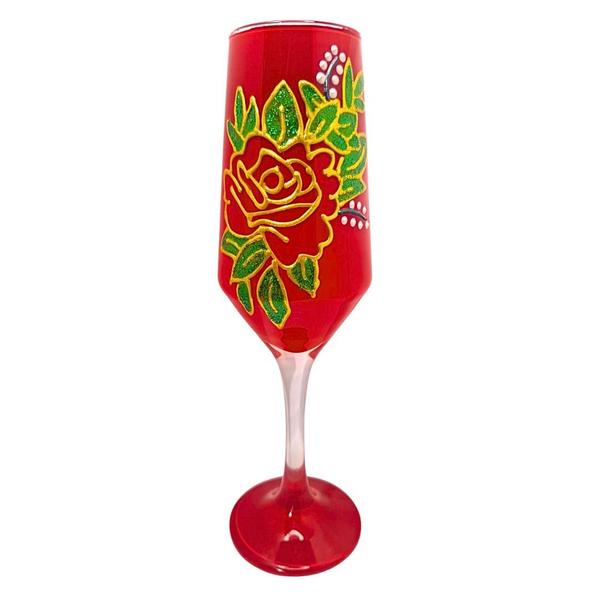 Imagem de Taça Personalizada Pomba Gira Rosa Vermelha Buffet 190ml - Vidro