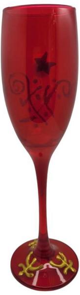 Imagem de Taça Pomba Gira Rosa Renda Champagne 180Ml Em Vidro Vermelho