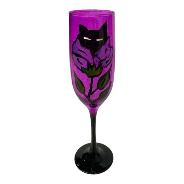 Imagem de Taça Pomba Gira Roxa Gato Flor Maria Mulambo Cristal 150ml