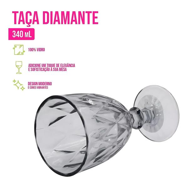 Imagem de Taça Vidro Diamante 340Ml Copo Água Suco Quality Home